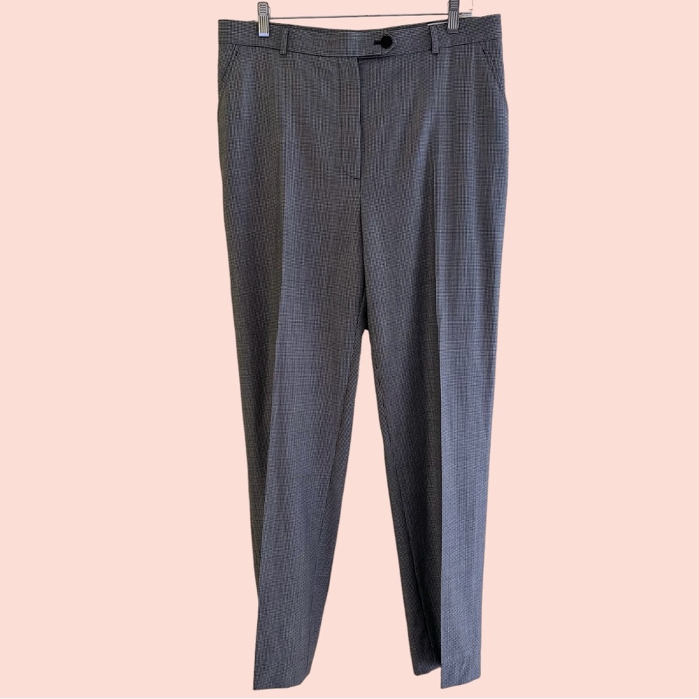 Bernard Zins Paris Vintage Black/White Check Wool Flat Front Trouser 44 (14)